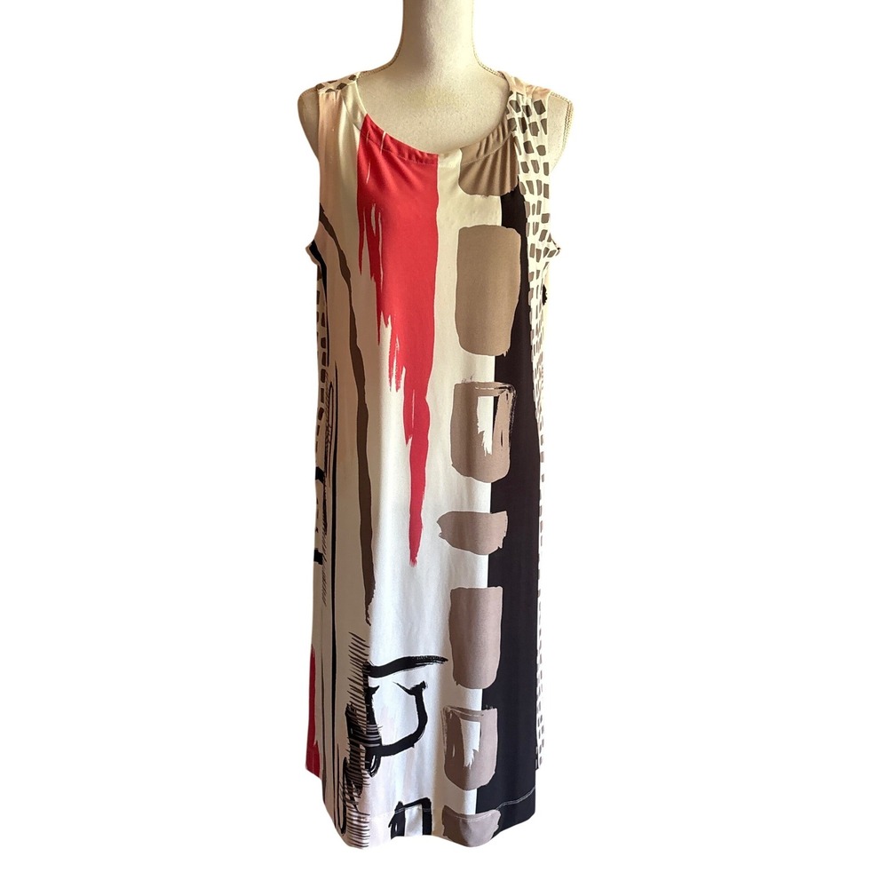 Chico's Travelers Abstract Print Sleeveless Shift Dress 2, large, abstract,
